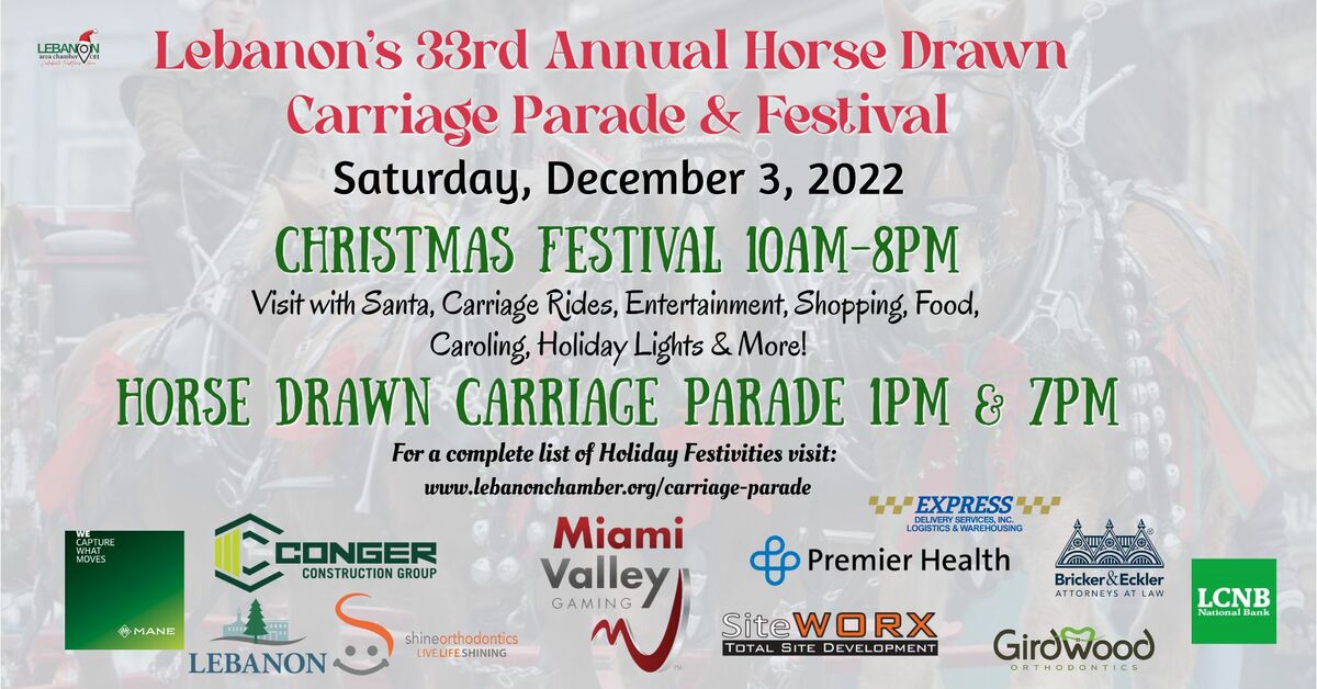 Lebanon 33rd Annual Carriage Parade banner with sponsor logos